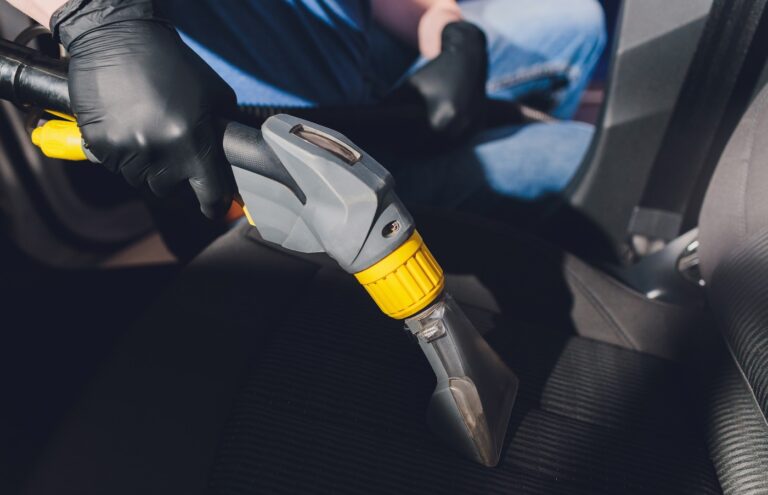 car interior textile seats chemical cleaning with professionally extraction method early spring cleaning regular clean up 768x495